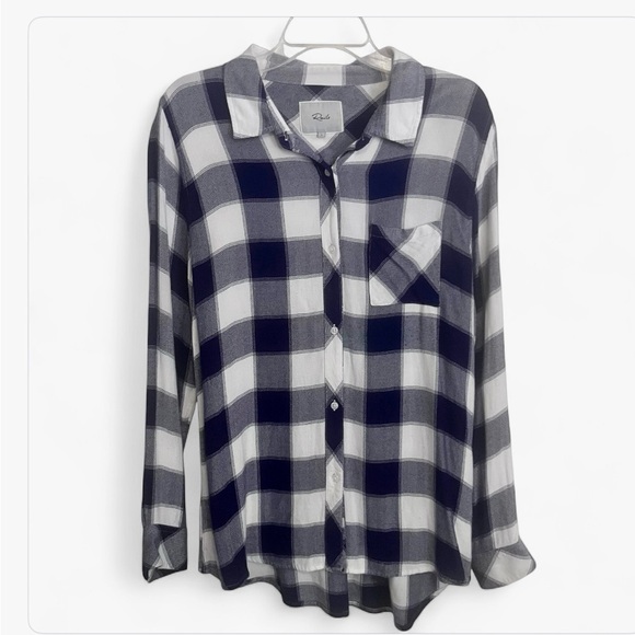 Rails Tops - Rails Hunter Button Down Navy  White Buffalo Check- Women’s Large Long Sleeve